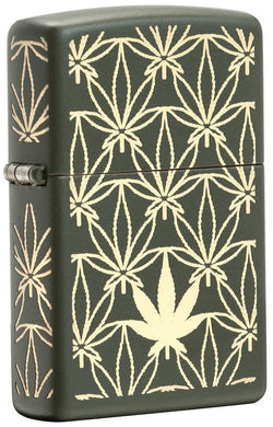 Zippo green Matte Marijuana Leaf Pattern Pocket Lighter 29589