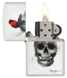 Zippo Spazuk Skull Design Pocket Lighter, White Matte 29644